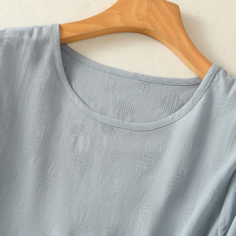 Ensemble de vêtements de méditation Buddha Stones 2 pièces pour femme : chemise à manches courtes unie et pantalon harem. - image 3