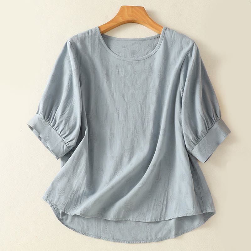 Ensemble de vêtements de méditation Buddha Stones 2 pièces pour femme : chemise à manches courtes unie et pantalon harem. - image 1