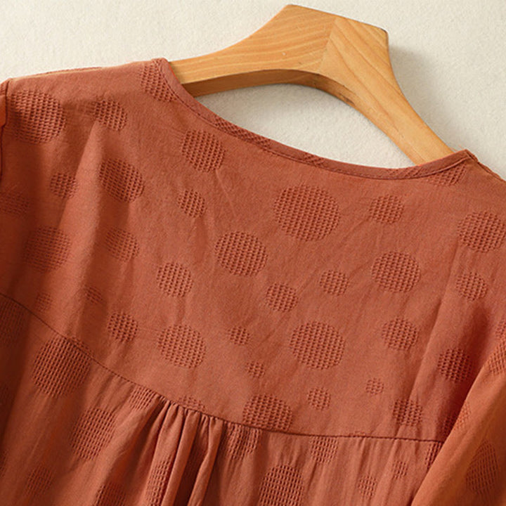 Ensemble de vêtements de méditation Buddha Stones 2 pièces pour femme : chemise à manches courtes unie et pantalon harem. - image 20