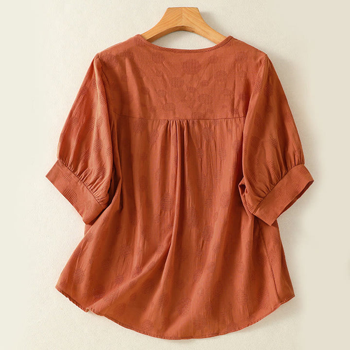 Ensemble de vêtements de méditation Buddha Stones 2 pièces pour femme : chemise à manches courtes unie et pantalon harem. - image 18