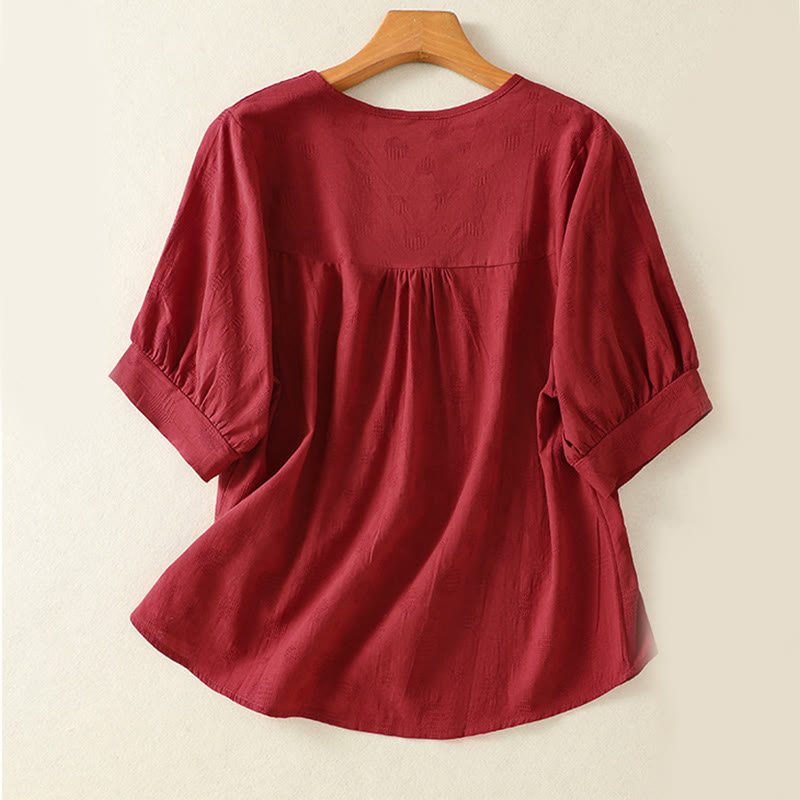 Ensemble de vêtements de méditation Buddha Stones 2 pièces pour femme : chemise à manches courtes unie et pantalon harem. - image 25
