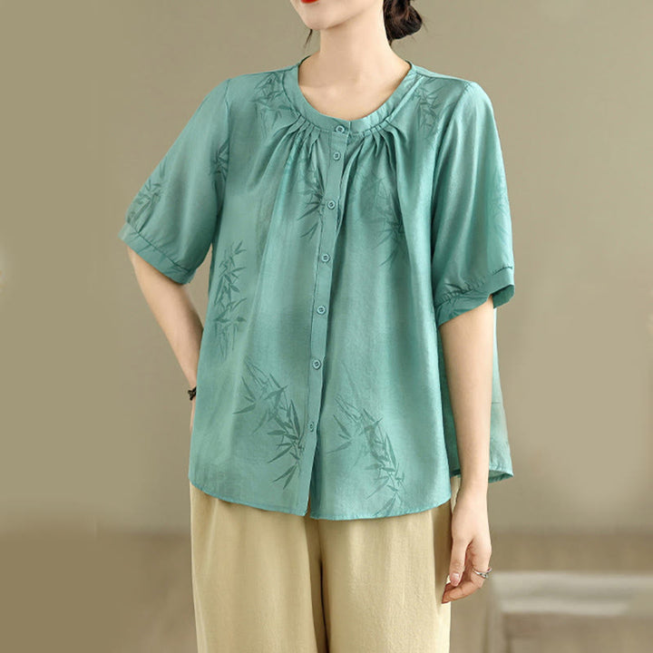 Ensemble 2 pièces décontracté pour femme, chemise à manches courtes, sarouel et vêtements de méditation, motif Buddha Stones - image 5