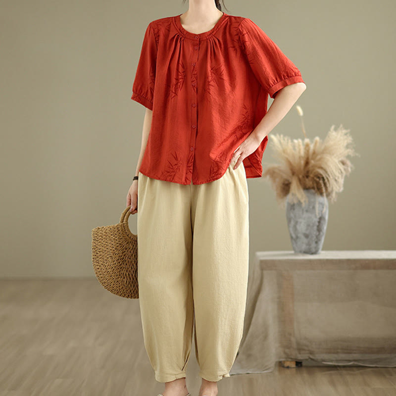 Ensemble 2 pièces décontracté pour femme, chemise à manches courtes, sarouel et vêtements de méditation, motif Buddha Stones - image 11