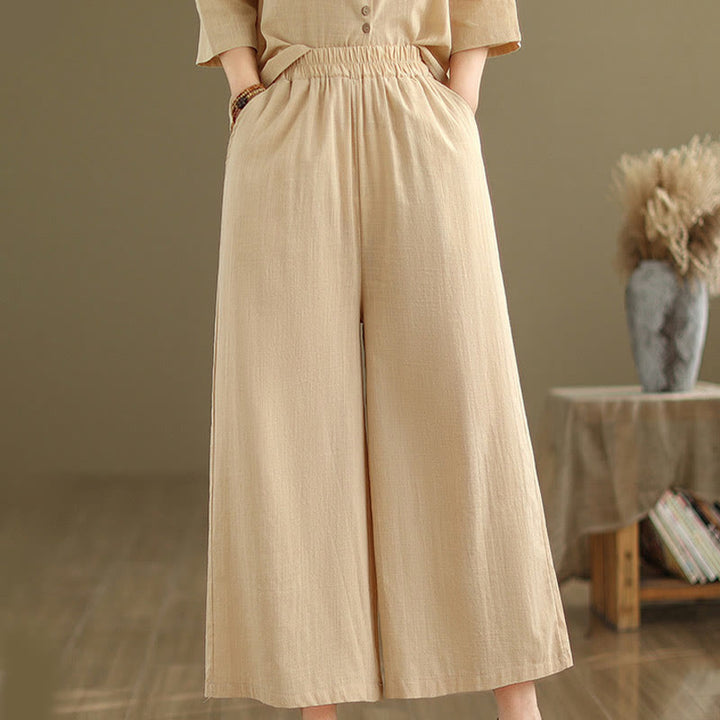 Ensemble 2 pièces décontracté pour femme, chemise à col montant et pantalon ample, Buddha Stones, vêtements de méditation - image 6