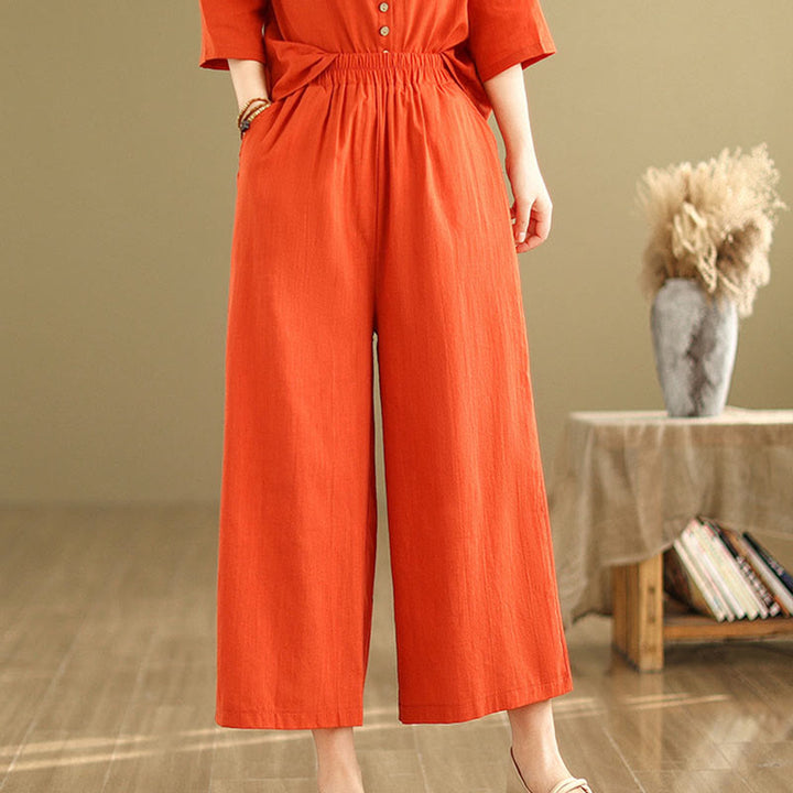 Ensemble 2 pièces décontracté pour femme, chemise à col montant et pantalon ample, Buddha Stones, vêtements de méditation - image 14