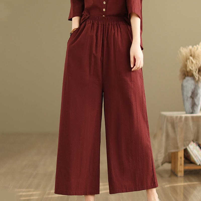Ensemble 2 pièces décontracté pour femme, chemise à col montant et pantalon ample, Buddha Stones, vêtements de méditation - image 27