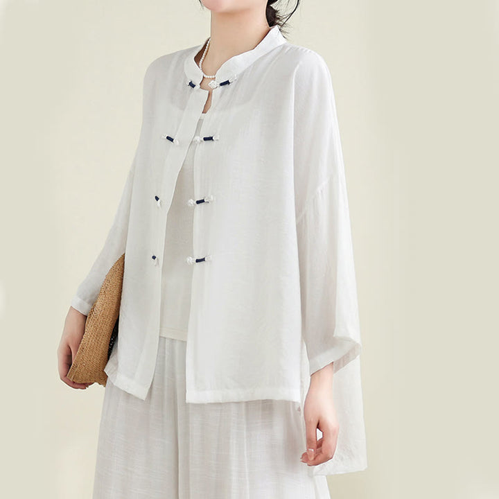 Ensemble 2 pièces décontracté pour femme avec chemise à boutons et pantalon ample et motif Buddha Stones , vêtements de méditation - image 15