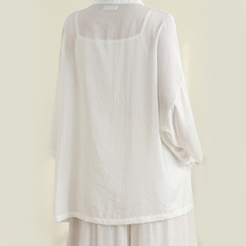 Ensemble 2 pièces décontracté pour femme avec chemise à boutons et pantalon ample et motif Buddha Stones , vêtements de méditation - image 11