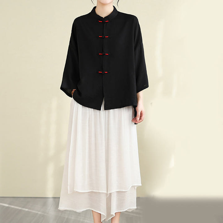 Ensemble 2 pièces décontracté pour femme avec chemise à boutons et pantalon ample et motif Buddha Stones , vêtements de méditation - Noir - US12，UK/AU16，EU44 (XL) - image 20