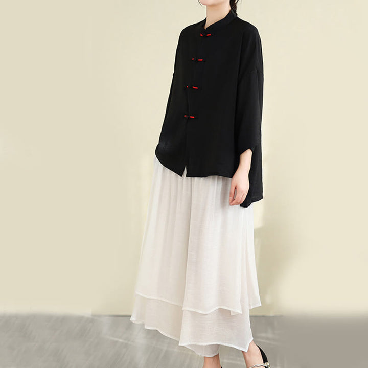 Ensemble 2 pièces décontracté pour femme avec chemise à boutons et pantalon ample et motif Buddha Stones , vêtements de méditation - image 23