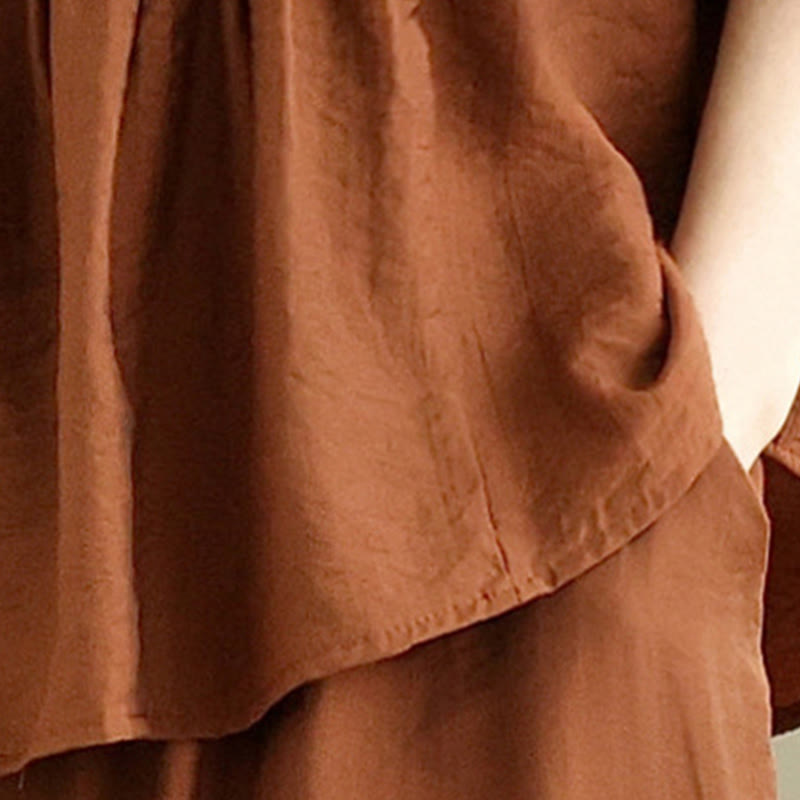 Ensemble 2 pièces décontracté pour femme, chemise à col montant et pantalon ample, Buddha Stones, vêtements de méditation - image 4