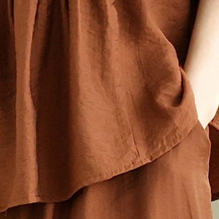 Ensemble 2 pièces décontracté pour femme, chemise à col montant et pantalon ample, Buddha Stones, vêtements de méditation - image 4