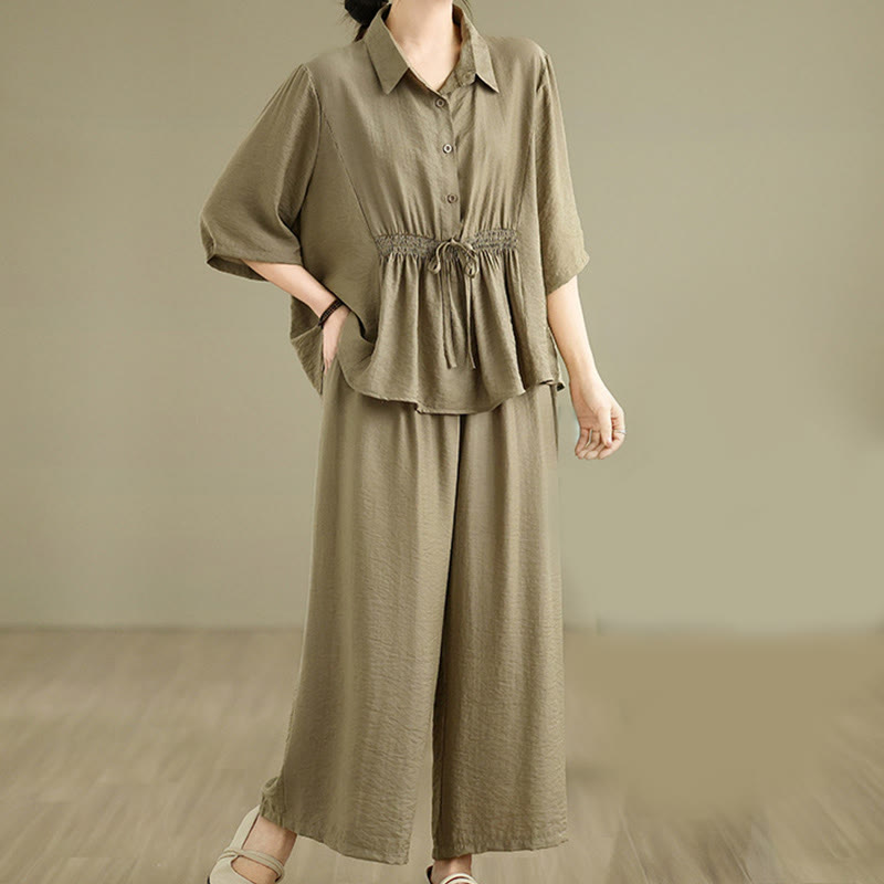 Ensemble 2 pièces décontracté pour femme, chemise à col montant et pantalon ample, Buddha Stones, vêtements de méditation - image 17