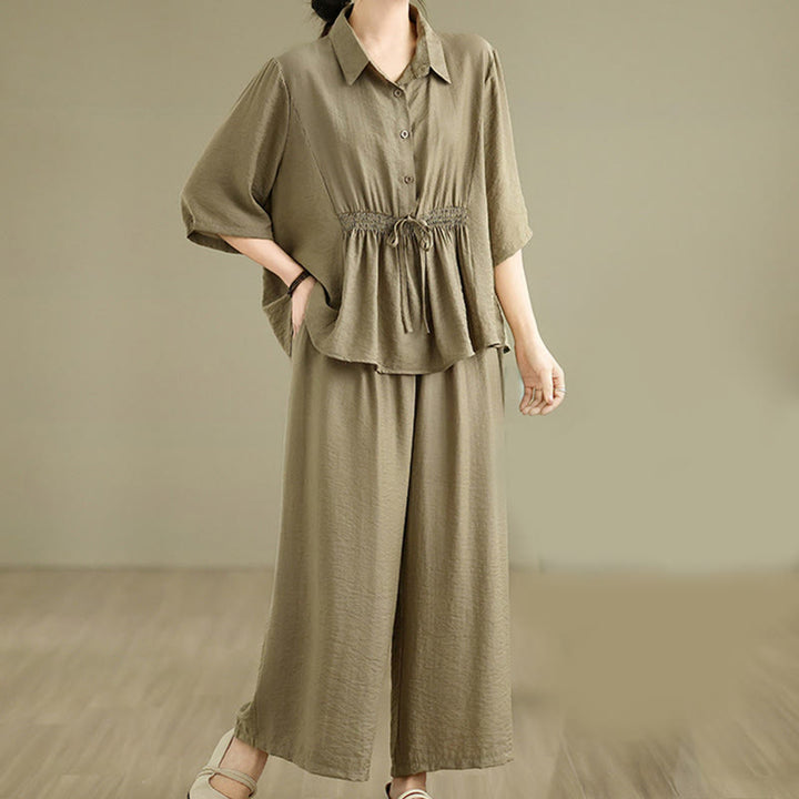 Ensemble 2 pièces décontracté pour femme, chemise à col montant et pantalon ample, Buddha Stones, vêtements de méditation - image 17