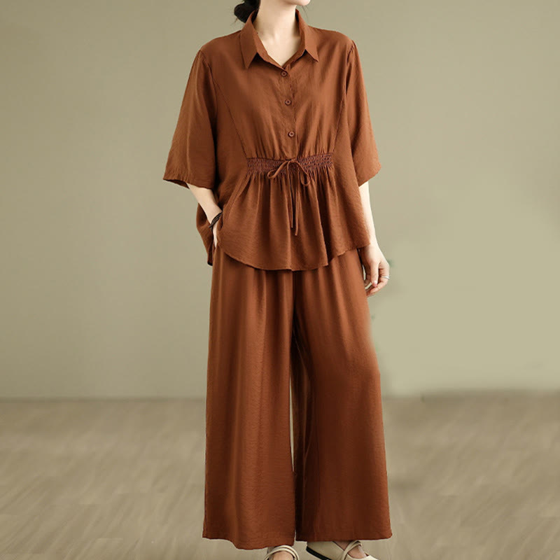 Ensemble 2 pièces décontracté pour femme, chemise à col montant et pantalon ample, Buddha Stones, vêtements de méditation - image 12