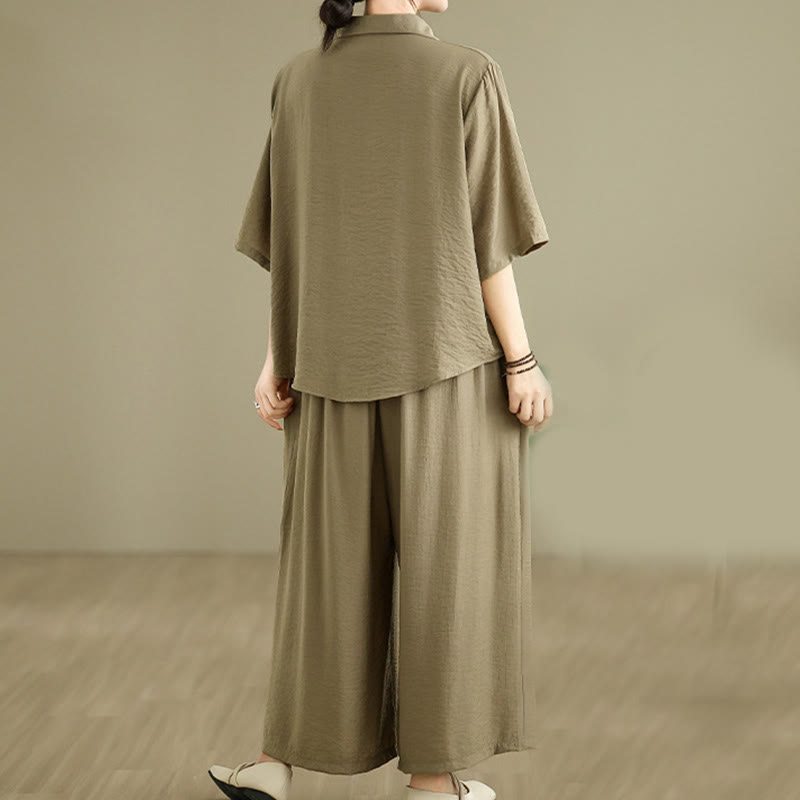 Ensemble 2 pièces décontracté pour femme, chemise à col montant et pantalon ample, Buddha Stones, vêtements de méditation - image 14