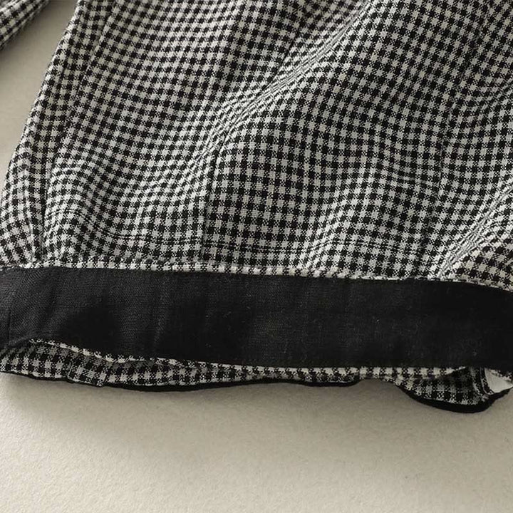 Pantalon sarouel en coton et lin pour femme, motif à carreaux Buddha Stones, avec cordon de serrage et poches - image 8