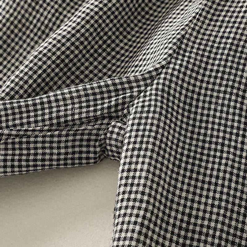 Pantalon sarouel en coton et lin pour femme, motif à carreaux Buddha Stones, avec cordon de serrage et poches - image 7