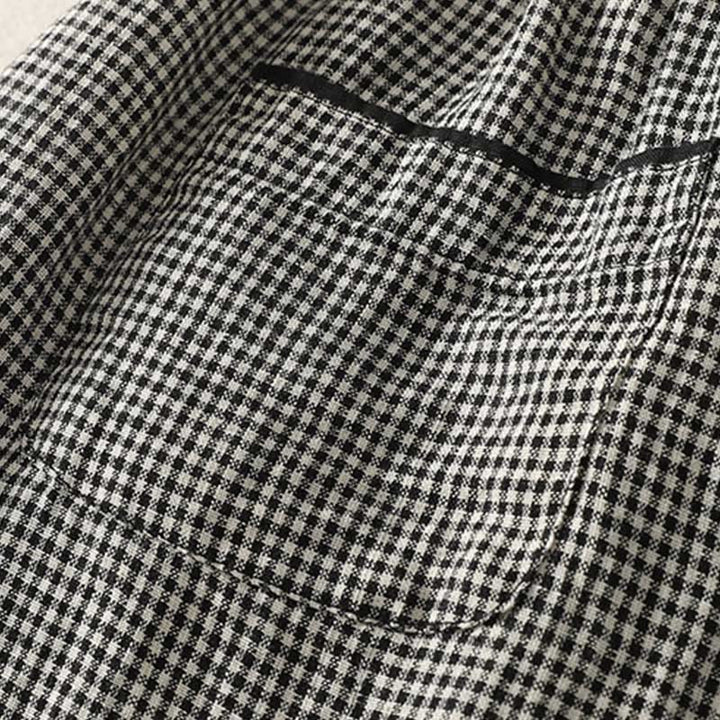 Pantalon sarouel en coton et lin pour femme, motif à carreaux Buddha Stones, avec cordon de serrage et poches - image 6