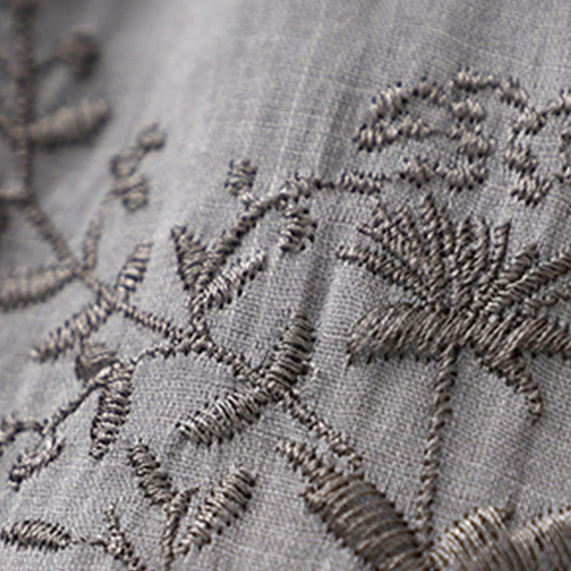 Pantalon sarouel en coton et lin pour femme, avec poches, motif brodé de Buddha Stones - image 4