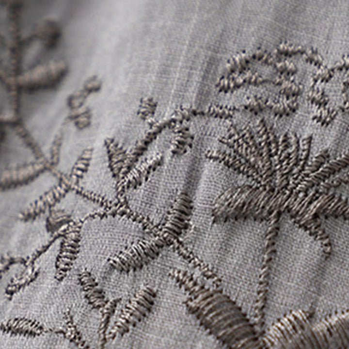 Pantalon sarouel en coton et lin pour femme, avec poches, motif brodé de Buddha Stones - image 4