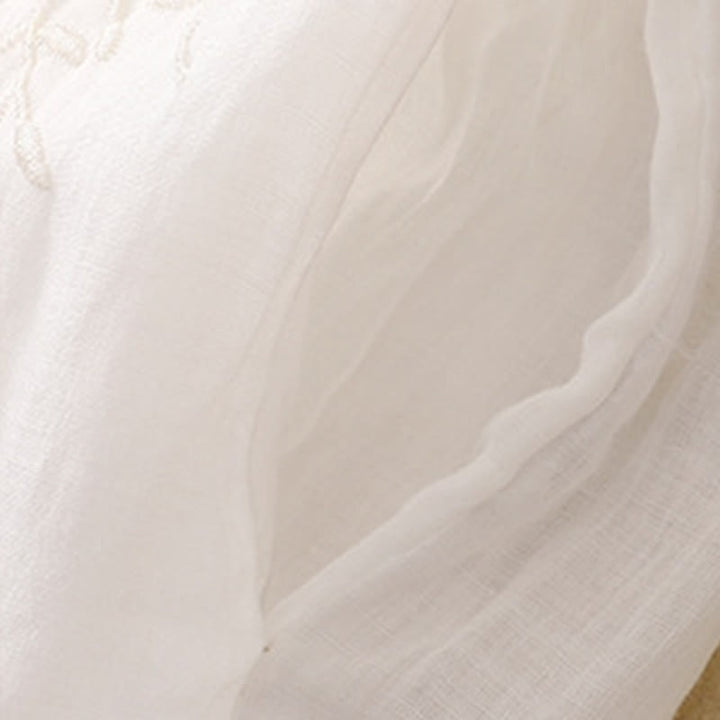 Pantalon sarouel en coton et lin pour femme, avec poches, motif brodé de Buddha Stones - image 7