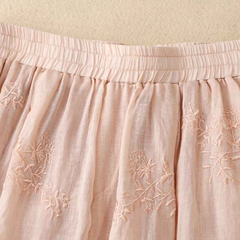 Pantalon sarouel en coton et lin pour femme, avec poches, motif brodé de Buddha Stones - image 18