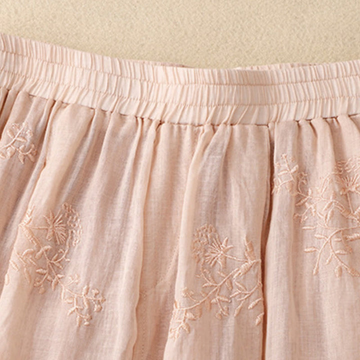 Pantalon sarouel en coton et lin pour femme, avec poches, motif brodé de Buddha Stones - image 18