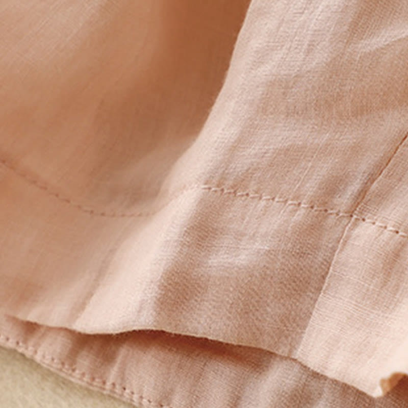 Pantalon sarouel en coton et lin pour femme, avec poches, motif brodé de Buddha Stones - image 12