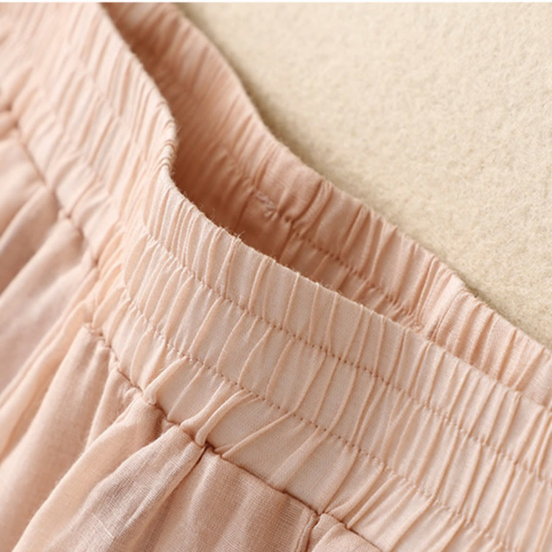 Pantalon sarouel en coton et lin pour femme, avec poches, motif brodé de Buddha Stones - image 18