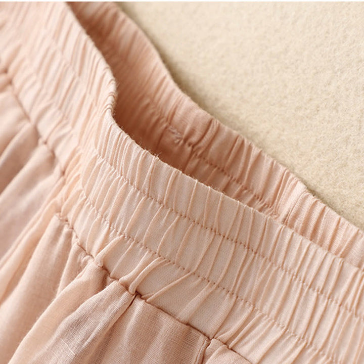 Pantalon sarouel en coton et lin pour femme, avec poches, motif brodé de Buddha Stones - image 18