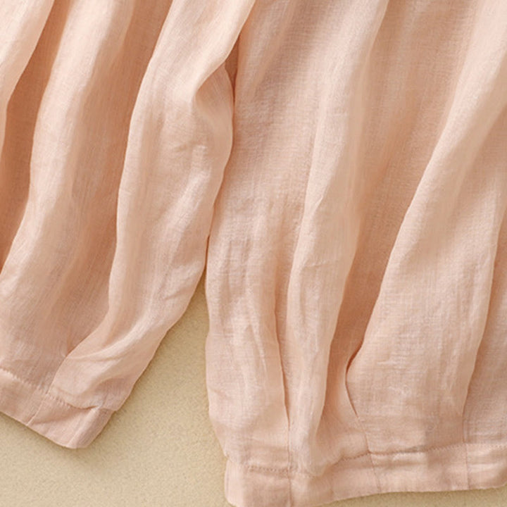 Pantalon sarouel en coton et lin pour femme, avec poches, motif brodé de Buddha Stones - image 15