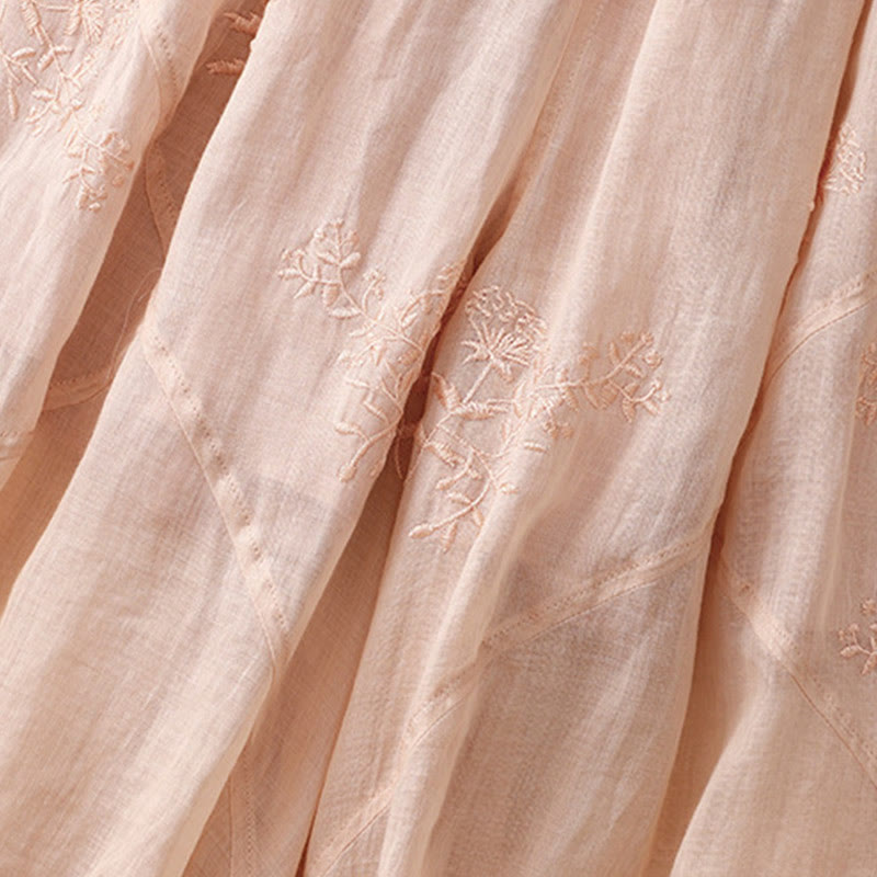 Pantalon sarouel en coton et lin pour femme, avec poches, motif brodé de Buddha Stones - image 14