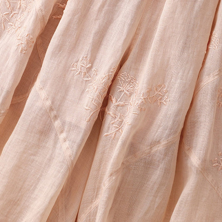 Pantalon sarouel en coton et lin pour femme, avec poches, motif brodé de Buddha Stones - image 14