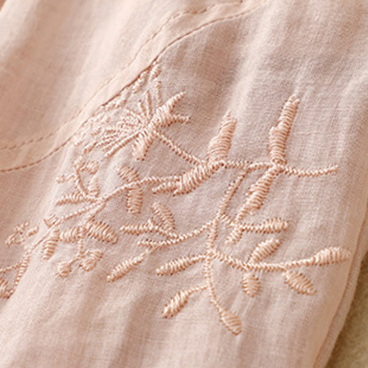 Pantalon sarouel en coton et lin pour femme, avec poches, motif brodé de Buddha Stones - image 20