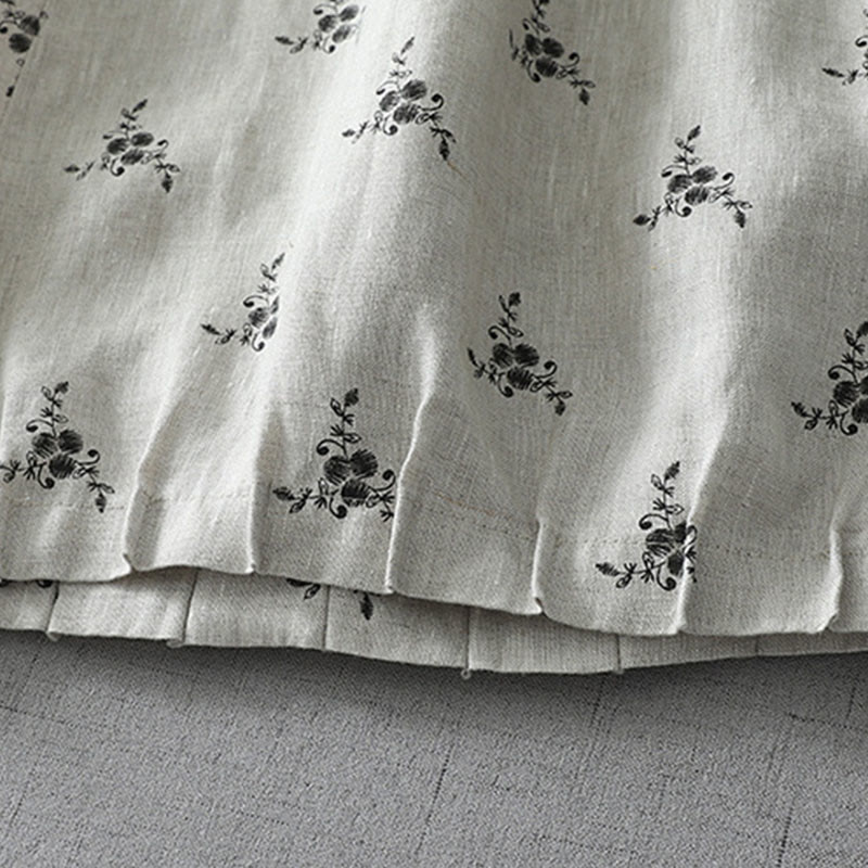 Pantalon sarouel en coton et lin pour femme avec poches, motif floral à pois et Buddha Stones - image 3