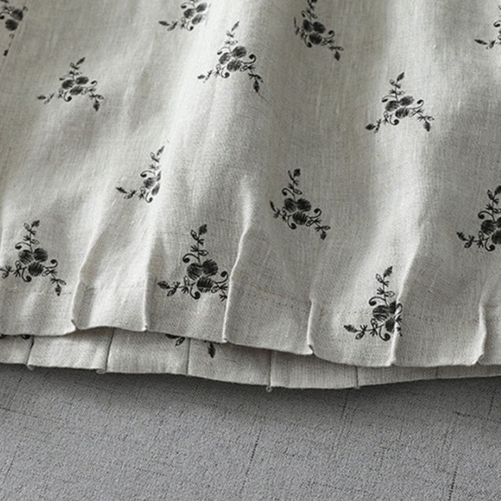 Pantalon sarouel en coton et lin pour femme avec poches, motif floral à pois et Buddha Stones - image 2