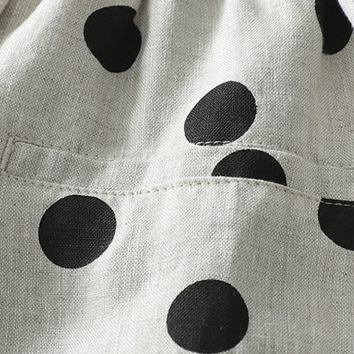 Pantalon sarouel en coton et lin pour femme avec poches, motif floral à pois et Buddha Stones - image 13
