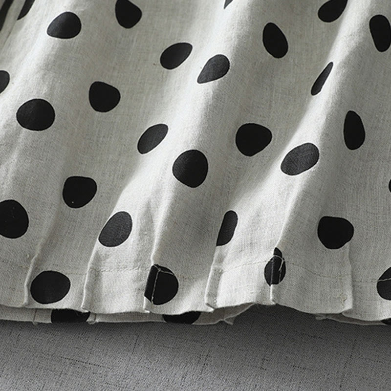 Pantalon sarouel en coton et lin pour femme avec poches, motif floral à pois et Buddha Stones - image 7