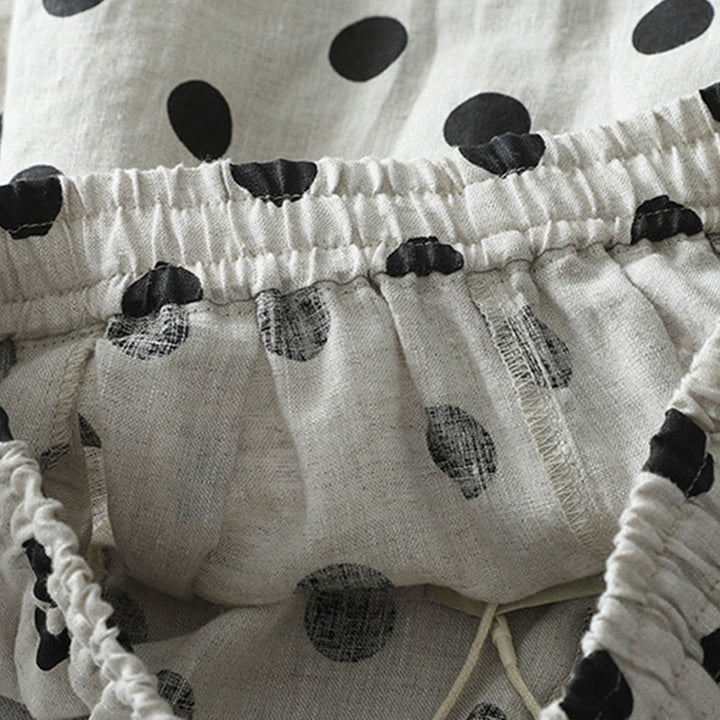 Pantalon sarouel en coton et lin pour femme avec poches, motif floral à pois et Buddha Stones - image 11