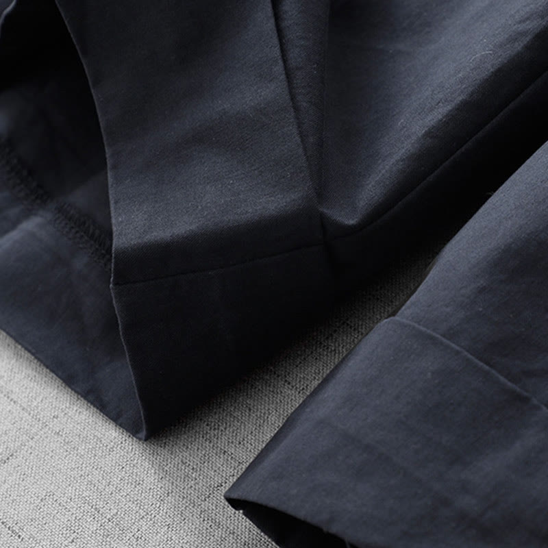 Pantalon Buddha Stones taille haute en polyester pour femme, coupe large, uni, avec poches, longueur 7-8 - image 3