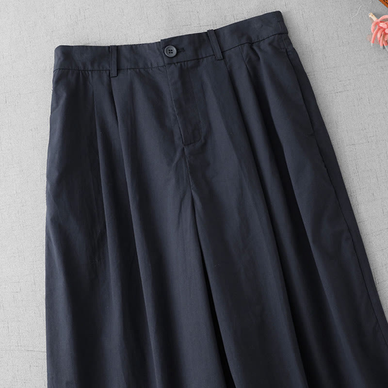 Pantalon Buddha Stones taille haute en polyester pour femme, coupe large, uni, avec poches, longueur 7-8 - image 2