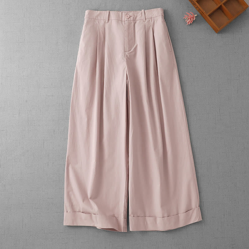 Pantalon Buddha Stones taille haute en polyester pour femme, coupe large, uni, avec poches, longueur 7-8 - Rose - US14，UK/AU18，EU46 (2XL) - image 6