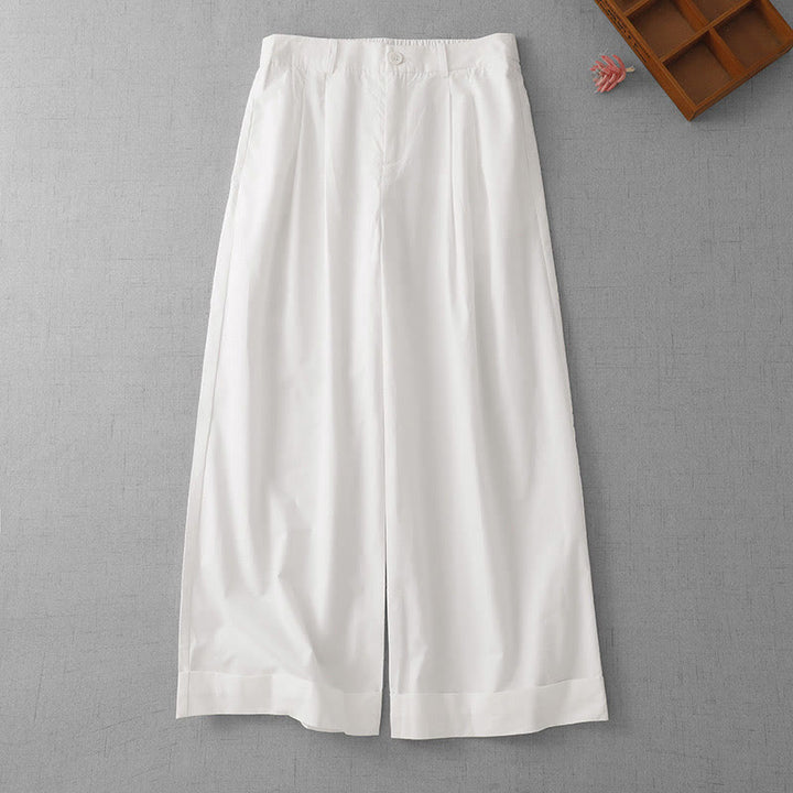 Pantalon Buddha Stones taille haute en polyester pour femme, coupe large, uni, avec poches, longueur 7-8 - Blanc - US14，UK/AU18，EU46 (2XL) - image 14