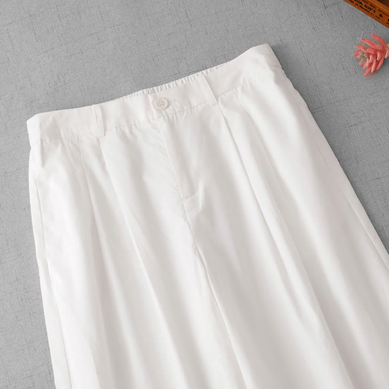 Pantalon Buddha Stones taille haute en polyester pour femme, coupe large, uni, avec poches, longueur 7-8 - image 17