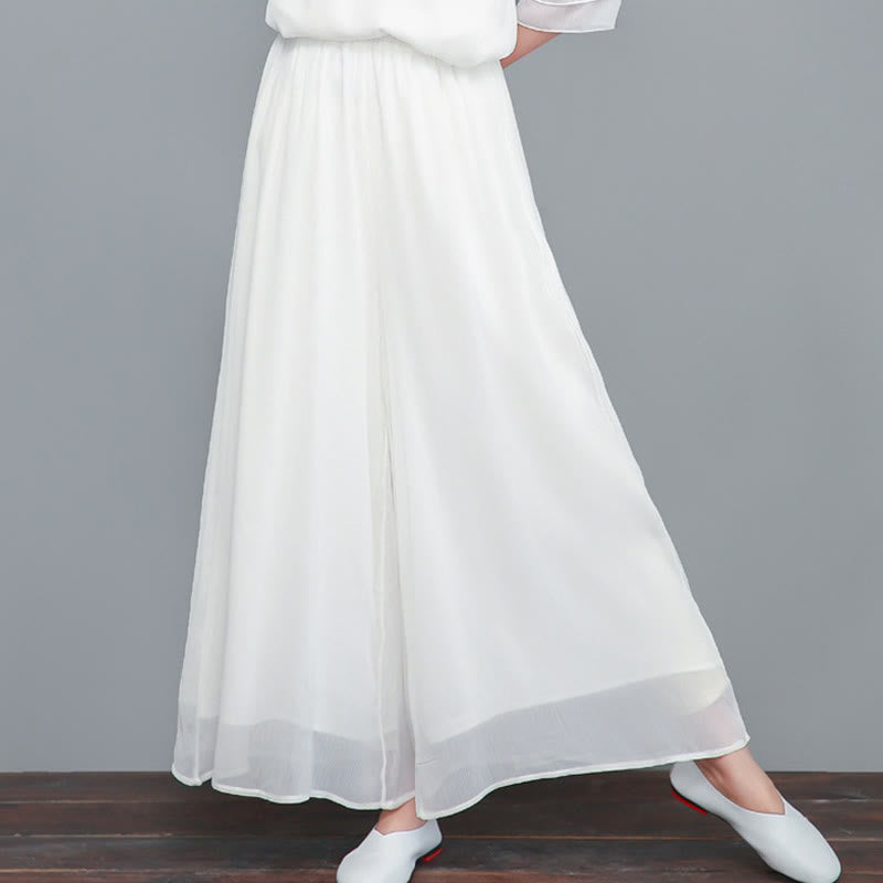 Robe chemise irrégulière en mousseline de soie à manches trois-quarts pour femme avec Buddha Stones, pantalon à jambe large, vêtements de méditation