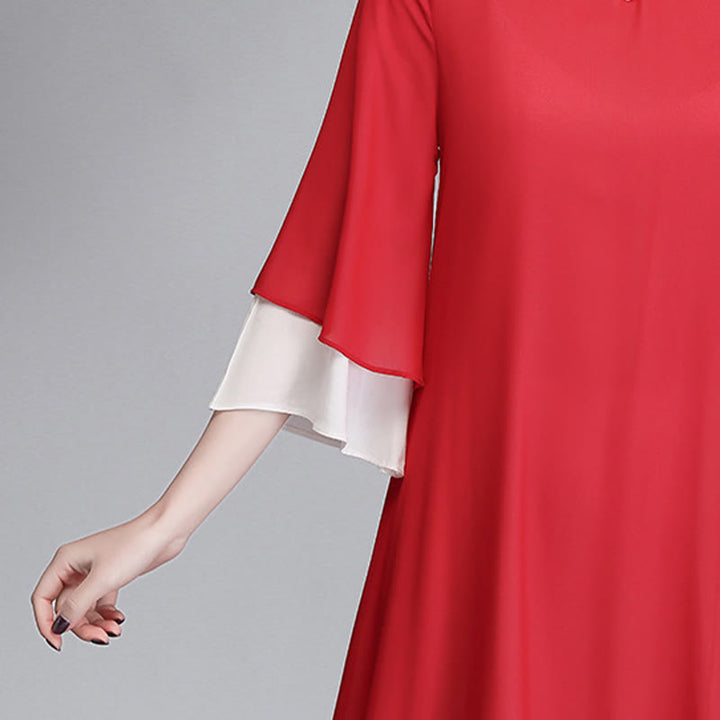 Robe chemise irrégulière en mousseline de soie à manches trois-quarts pour femme avec Buddha Stones, pantalon à jambe large, vêtements de méditation