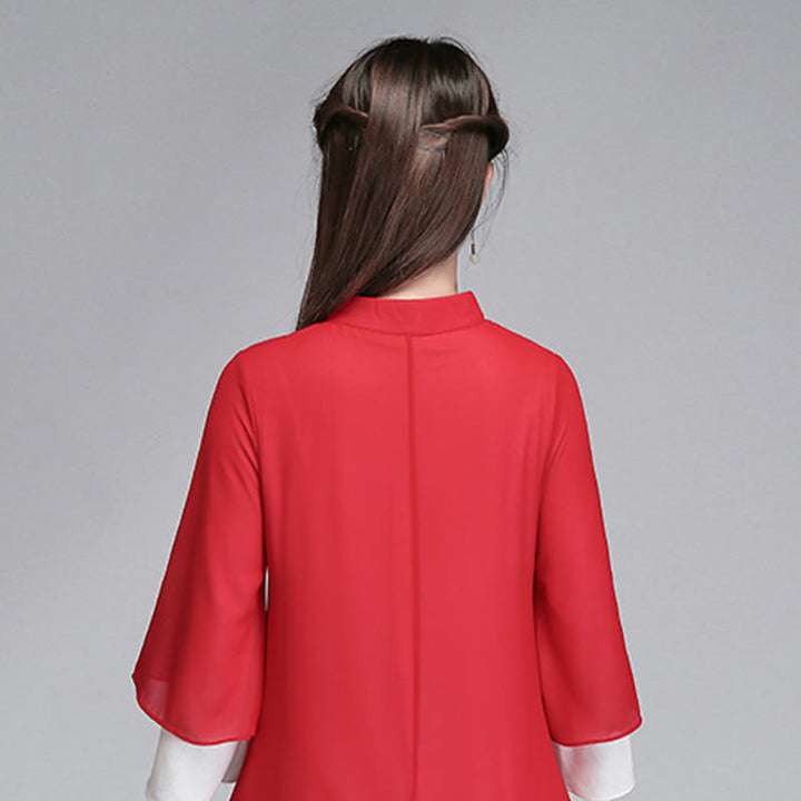 Robe chemise irrégulière en mousseline de soie à manches trois-quarts pour femme avec Buddha Stones, pantalon à jambe large, vêtements de méditation