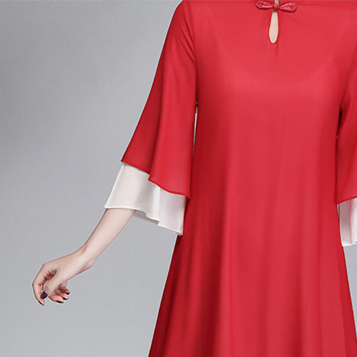 Robe chemise irrégulière en mousseline de soie à manches trois-quarts pour femme avec Buddha Stones, pantalon à jambe large, vêtements de méditation
