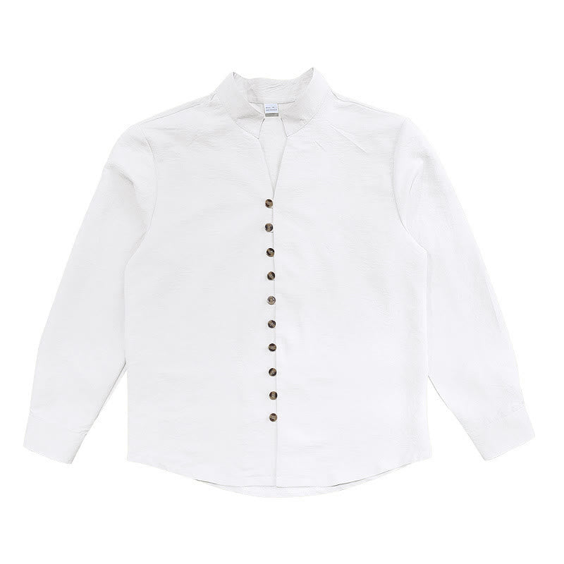 Chemise homme à manches longues et boutons de couleur unie avec Buddha Stones - image 11